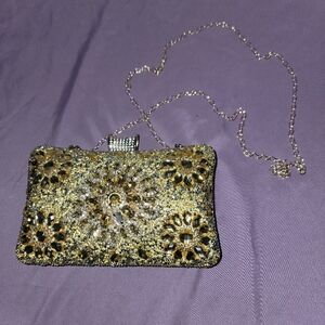 Elegant Gold Embellished Evening Clutch